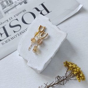 Серьги с цитрином, камни разной формы