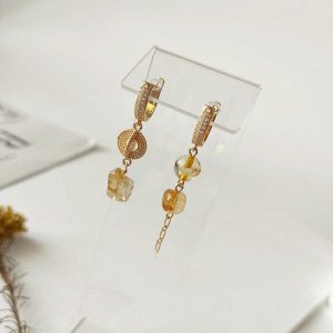 Серьги с цитрином, камни разной формы