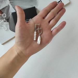 Серьги с жемчугом Бива и округлым жемчугом