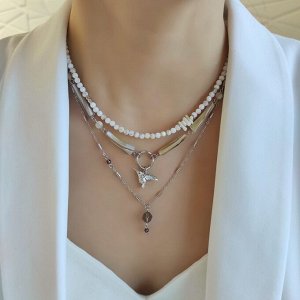 Сет из столбиков перламутра, из раухтопаза и коралла