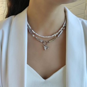 Сет из столбиков перламутра, из раухтопаза и коралла