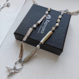 Сет из столбиков перламутра, из раухтопаза и коралла
