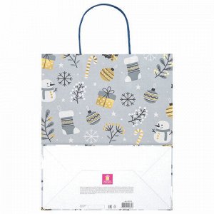 Пакет подарочный НАБОР 4 штуки новогодний 26x32x13 см, "Kraft Large", ЗОЛОТАЯ СКАЗКА, 592133
