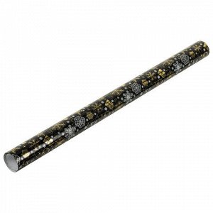 Бумага упаковочная новогодняя НАБОР 3 шт. "Black&amp;Gold", С ЭФФЕКТАМИ, 70х100 см, ЗОЛОТАЯ СКАЗКА, 592190