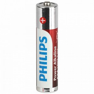 Батарейки алкалиновые "мизинчиковые" КОМПЛЕКТ 12 шт., PHILIPS Power Alkaline, ААА (LR03, 15А), блистер, Б0064681