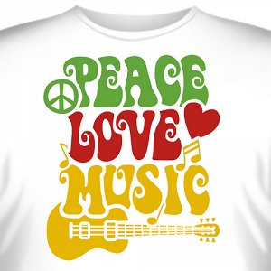 Футболка "Peace, Love, Music (Мир, Любовь, Музыка)"