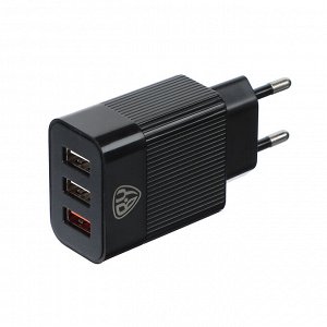 BY Сетевое зарядное устройство Максимум, быстрая зарядка QC3.0, 3xUSB, 3.4А, черный