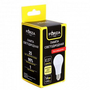 FORZA Лампа светодиодная A60 14 Вт, Е27, 1250 Лм, 4000 К, 175-265 В, Ra>80, IRF