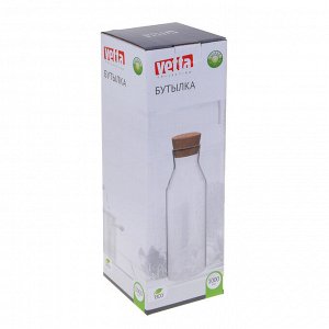 VETTA ЭКО Бутылка 1000мл, 25х9см, стекло, пробка