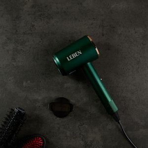 LEBEN Фен для волос, 900Вт, 2 скорости, 3 температуры, 220-240В, зеленый