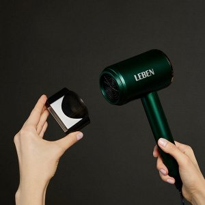 LEBEN Фен для волос, 900Вт, 2 скорости, 3 температуры, 220-240В, зеленый