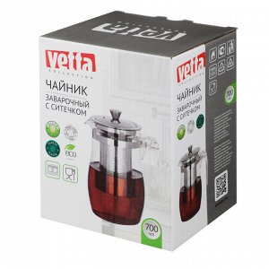 VETTA Чайник заварочный 750мл с ситечком, нерж.сталь, стекло, полистирол