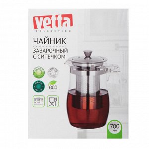 VETTA Чайник заварочный 750мл с ситечком, нерж.сталь, стекло, полистирол