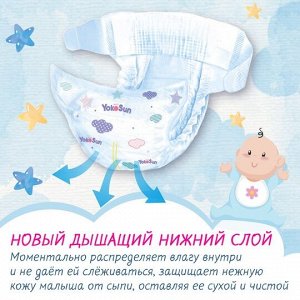 Детские одноразовые подгузники с маркировкой "YokoSun" размер NB (2-5 кг) 34 шт