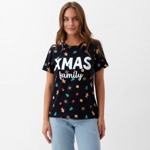 Футболка женская KAFTAN «Xmas family» размер, черный