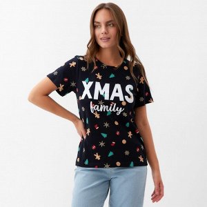 Футболка женская KAFTAN «Xmas family» размер, черный