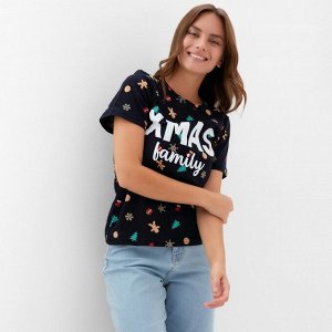Футболка женская KAFTAN «Xmas family» размер, черный