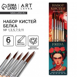 Кисть для рисования набор 6 шт. белка № 1,3,5,7,9,11 «Фрида»