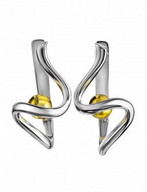 Изысканные серьги «Лея» с натуральным лимонным янтарём