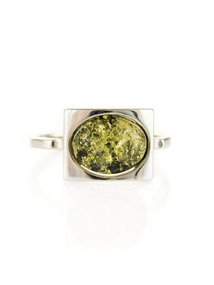 Кольцо «Эллипс» из серебра со вставкой искрящегося зеленого янтаря, 5063211140