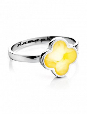 Небольшое изысканное кольцо из серебра и натурального медового янтаря «Монако» Янтарь®