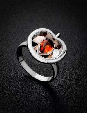 Оригинальное серебряное кольцо с натуральным янтарём «Конфитюр»