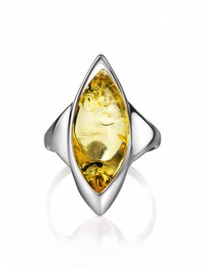 Серебряное кольцо c натуральным янтарем красивого лимонного цвета «Акация», 506311266