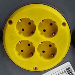 Удлинитель на катушке Luazon Lighting ECO, 4 розетки, 25 м, 10 А, ПВС 3х0.75 мм2, с заземлением, IP44