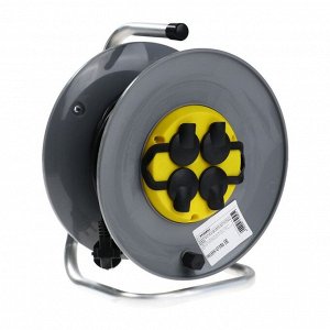Удлинитель на катушке Luazon Lighting ECO, 4 розетки, 25 м, 10 А, ПВС 3х0.75 мм2, с заземлением, IP44