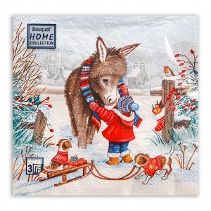 Салфетки новогодние бумажные Home Collection «Любимый друг», 3 слоя, 33x33 см, 20 шт.