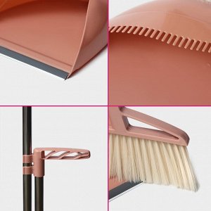 Щётка для пола Доляна: щётка 23x88 см, совок 26x26x73 см, бежевая