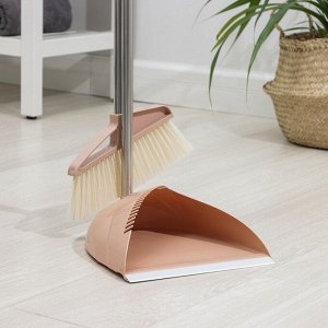 Щётка для пола Доляна: щётка 23x88 см, совок 26x26x73 см, бежевая