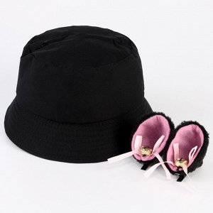 Панама детская «Кошка», с ушками, чёрная, р-р 54