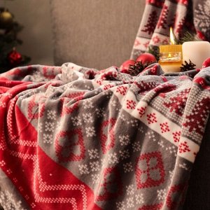 Плед LoveLife «Новогодний узор» 200х220 см,100% п/э, велсофт 280 гр/м2