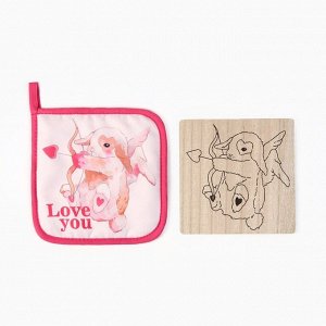 Набор кухонный Доляна Love you: подставка 15*15 см, прихватка 17*17см