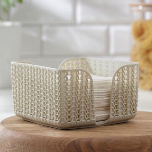 Салфетница IDEA «Вязание», пластик, 14x14x8.5 см, белая
