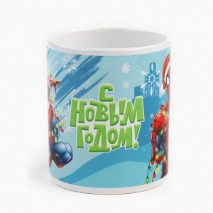 Кружка керамическая новогодняя, детская, сублимация, 320 мл, Человек-паук