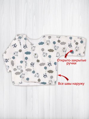 Распашонка о/з рук. на кнопках коала/синий