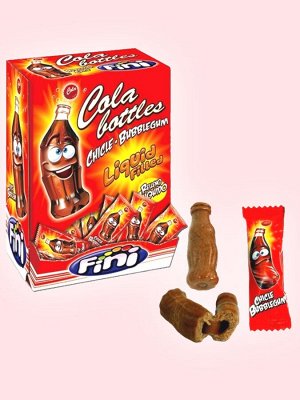 Жевательная резинка со вкусом колы Fini Cola Bottles Жвачка Фини &quot;Кола&quot; в виде бутылочки колы с  начинкой внутри 6 гр