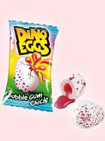 Жевательная резинка с клубничным вкусом Fini Dino Eggs / Жвачка Фини в виде яйца динозавра с начинкой внутри  5.5 гр