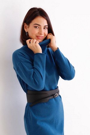 Платье вязаное синее