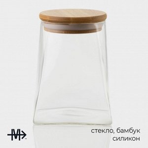 Банка для сыпучих продуктов Magistro «Эко. Трапеция», 550 мл, 8.5*12.5 см, с бамбуковой крышкой, стекло
