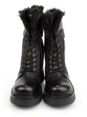 04-YPM5834A BLACK Ботинки зимние женские (натуральная кожа, натуральный мех)