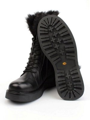 04-YPM5834A BLACK Ботинки зимние женские (натуральная кожа, натуральный мех)