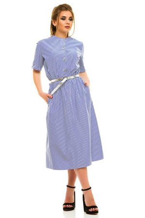 Полосатое платье с поясом