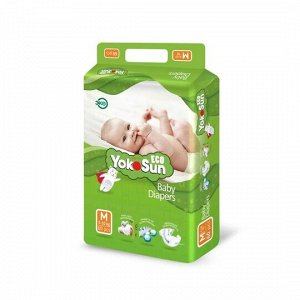 Одноразовые детские подгузники на липучках YokoSun Eco размер М (5-10 кг), 60 шт.