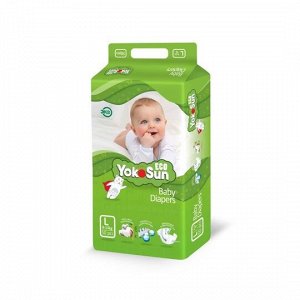 Одноразовые детские подгузники на липучках YokoSun Eco размер L (9-14 кг), 50 шт.