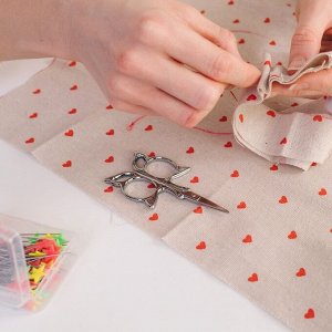 Ножницы для рукоделия «Бабочка», скошенное лезвие, 3.5", 9 см, цвет серебряный