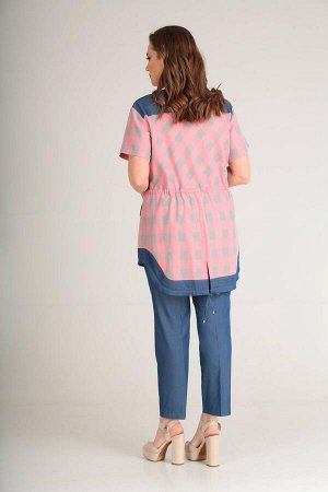 Комплект Комплект Anastasiya Mak 618 розовый 
Рост: 164 см.

Комплект женский двухпредметный, состоит из блузки и брюк. Блузка выполнена из ткани в клетку с отделкой из джинсовой ткани. Блузка прямог