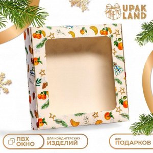 Коробка подарочная складная, кондитерская упаковка «Новогоднее настроение», 16x16x3 см